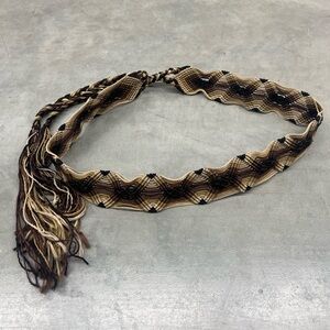 Woven Tan and Black Braided Belt